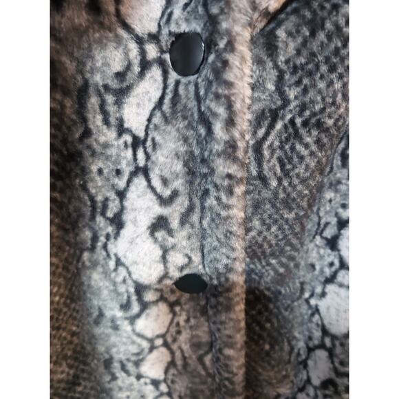 NVLT Coat Large Snake Print Faux Fur Jacket Hooded - Picture 4 of 13